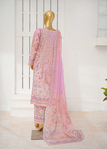 3 Piece Printed Stitched Pastel Pink Color Lawn Shirt with Trouser & Dupatta