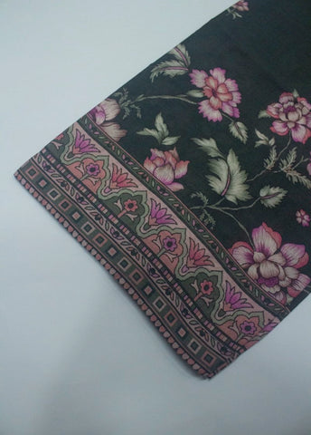 3 Piece Printed Stitched Black Color Lawn Shirt with Trouser & Dupatta