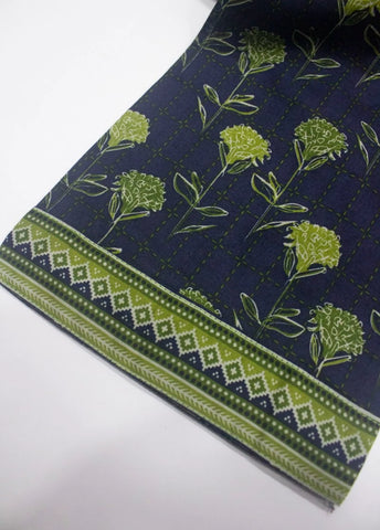 3 Piece Printed Stitched Navy Blue & Green Color Lawn Shirt with Trouser & Dupatta