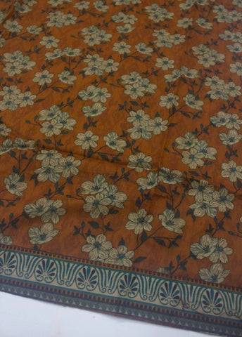 3 Piece Printed Stitched Rust Color Lawn Shirt with Farshi Trouser & Dupatta