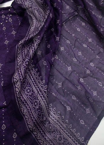 3 Piece Printed Stitched Purple Color Lawn Shirt with Trouser & Dupatta