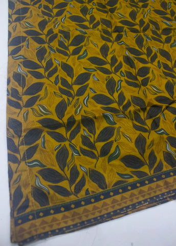 3 Piece Printed Stitched Mustard & Black Color Lawn Shirt with Farshi Trouser & Dupatta