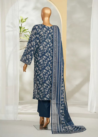 3 Piece Printed Blue Color Lawn Shirt with Trouser & Dupatta