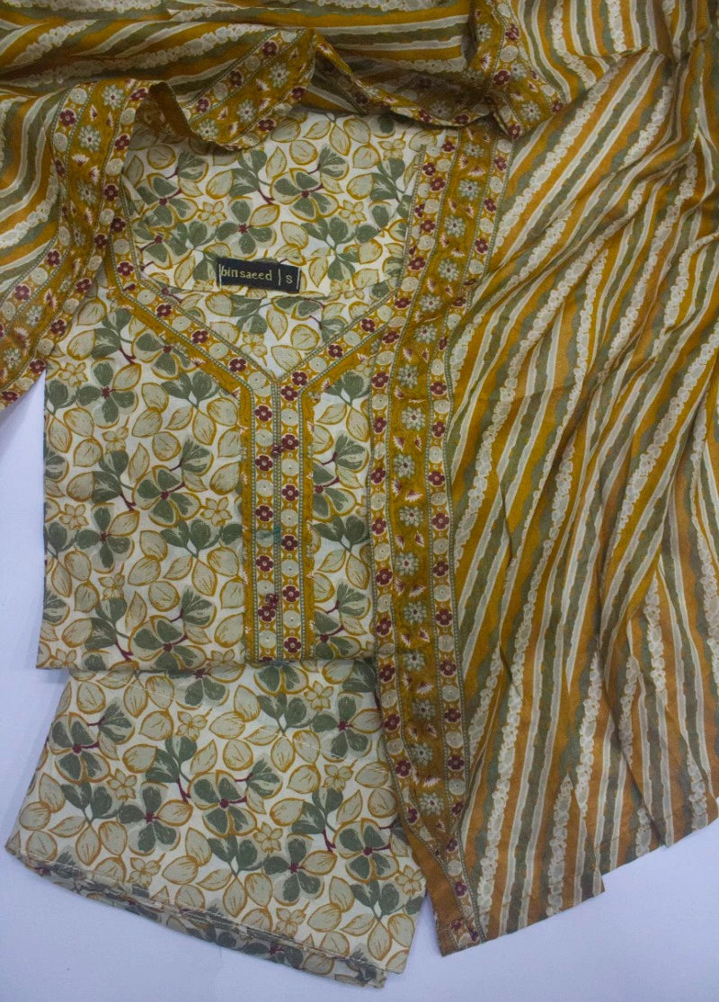 3 Piece Printed Stitched MultiColor Lawn Shirt with Trouser & Dupatta