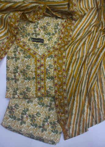 3 Piece Printed Stitched MultiColor Lawn Shirt with Trouser & Dupatta