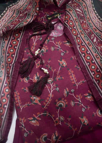 3 Piece Printed Stitched Hot Pink Color Lawn Shirt with Trouser & Dupatta