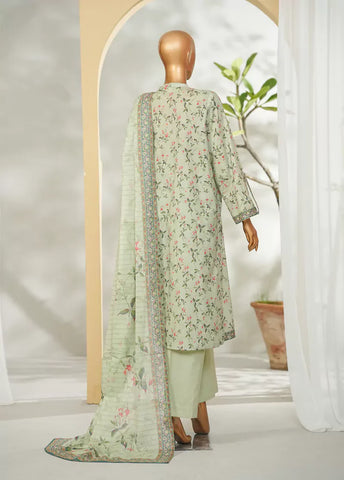 3 Piece Printed Pastel Green Color Lawn Shirt with Trouser & Dupatta