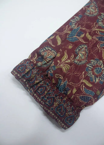 3 Piece Printed Stitched Maroon Color Lawn Shirt with Trouser & Dupatta