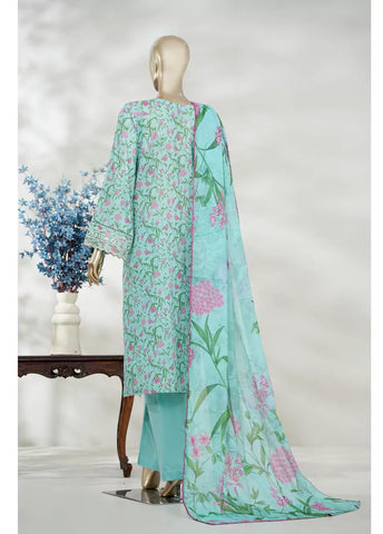 3 Piece Turquoise Color Embroidered Lawn Shirt with Trouser & Dupatta