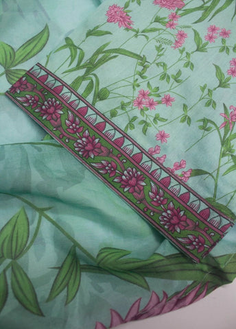 3 Piece Printed Stitched Turquoise Color Lawn Shirt with Trouser & Dupatta