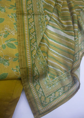 3 Piece Printed Stitched Mustard Color Lawn Shirt with Trouser & Dupatta