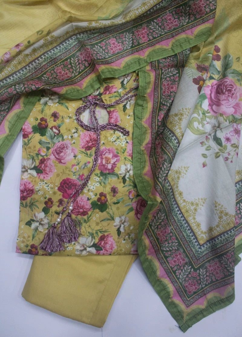 3 Piece Printed Stitched MultiColor Lawn Shirt with Trouser & Dupatta