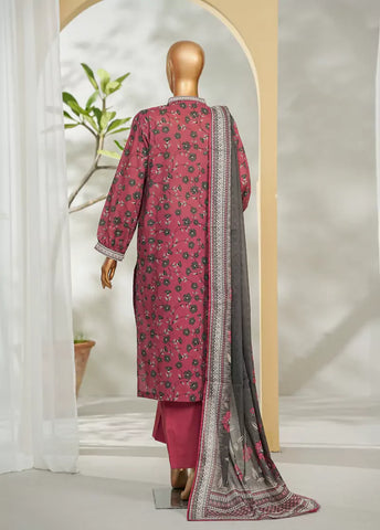 3 Piece Printed Punch Pink Color Lawn Shirt with Trouser & Dupatta