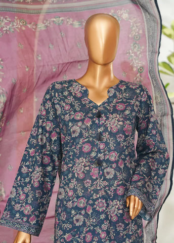 3 Piece Printed Teal Color Lawn Shirt with Trouser & Dupatta