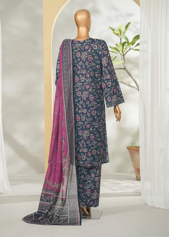 3 Piece Printed Teal Color Lawn Shirt with Trouser & Dupatta