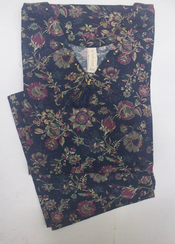 2 Piece Printed Stitched Navy Blue Color Lawn Shirt and Trouser