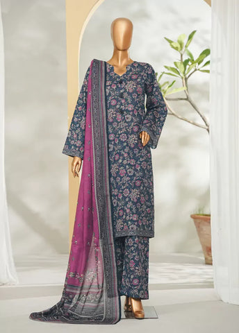 3 Piece Printed Teal Color Lawn Shirt with Trouser & Dupatta