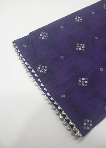 3 Piece Printed Stitched Purple Color Lawn Frock with Trouser & Dupatta