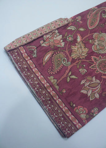 3 Piece Printed Stitched Pink Color Lawn Frock with Trouser & Dupatta