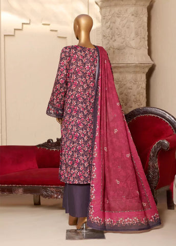 3 Piece Embroidred Stitched MultiColor Lawn Suit with Trouser & Dupatta