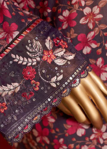 3 Piece Embroidred Stitched MultiColor Lawn Suit with Trouser & Dupatta