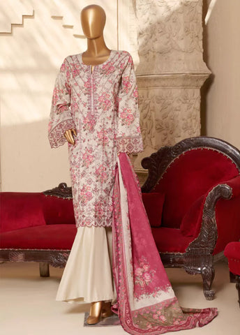 3 Piece Embroidred Stitched MultiColor Lawn Suit with Trouser & Dupatta