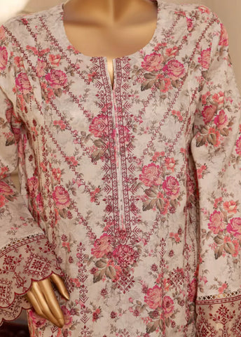 3 Piece Embroidred Stitched MultiColor Lawn Suit with Trouser & Dupatta