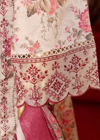 3 Piece Embroidred Stitched MultiColor Lawn Suit with Trouser & Dupatta