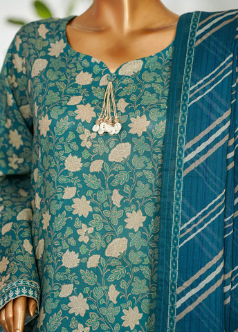 3 Piece Printed Green Color Lawn Shirt with Trouser & Dupatta