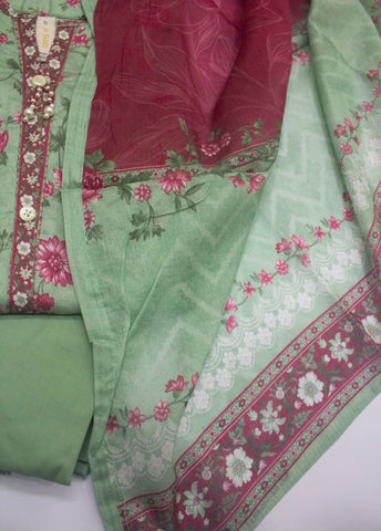 3 Piece Printed Stitched Mint Green Color Lawn Shirt with Trouser & Dupatta