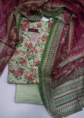 3 Piece Printed Stitched Pastel Green Color Lawn Shirt with Trouser & Dupatta
