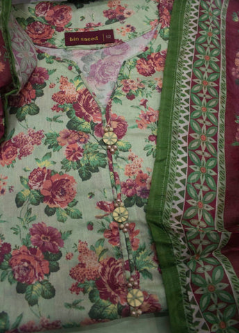 3 Piece Printed Stitched Pastel Green Color Lawn Shirt with Trouser & Dupatta