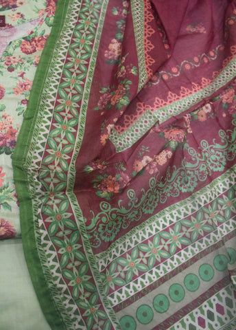 3 Piece Printed Stitched Pastel Green Color Lawn Shirt with Trouser & Dupatta