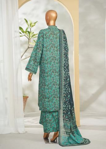 3 Piece Printed Green Color Lawn Shirt with Trouser & Dupatta