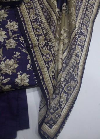 3 Piece Printed Stitched Blue Color Lawn Shirt with Trouser & Dupatta