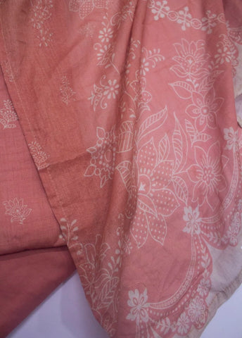 3 Piece Printed Stitched Peach Color Lawn Shirt with Trouser & Dupatta