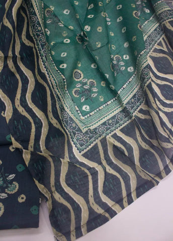 3 Piece Printed Stitched Navy Blue Color Lawn Shirt with Trouser & Dupatta