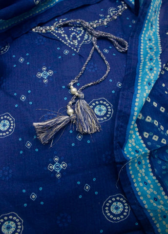 3 Piece Printed Stitched Electric Blue Color Lawn Shirt with Trouser & Dupatta