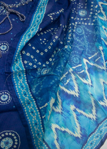 3 Piece Printed Stitched Electric Blue Color Lawn Shirt with Trouser & Dupatta