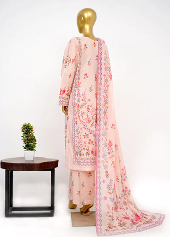 3 Piece Printed Stitched Peach Color Lawn Shirt with Trouser & Dupatta