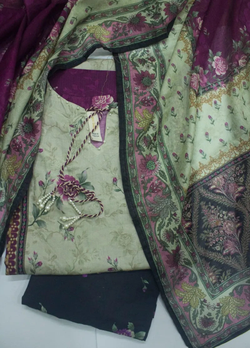 3 Piece Printed Stitched MultiColor Lawn Shirt with Trouser & Dupatta