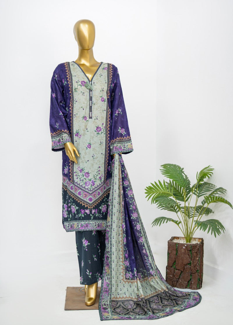 3 Piece Printed Stitched MultiColor Lawn Shirt with Trouser & Dupatta