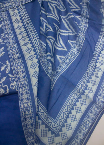 3 Piece Printed Stitched Blue Color Lawn Shirt with Trouser & Dupatta