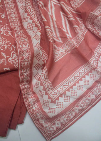 3 Piece Printed Stitched Peonny Peach Color Lawn Shirt with Trouser & Dupatta