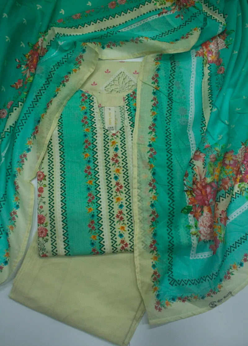 3 Piece Printed Stitched MultiColor Lawn Shirt with Trouser & Dupatta
