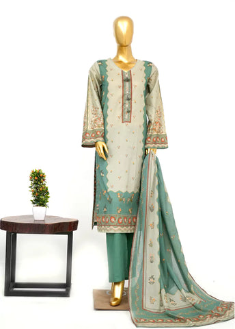 3 Piece Printed Stitched Mint Green Color Lawn Shirt with Trouser & Dupatta