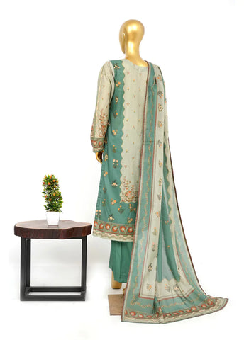 3 Piece Printed Stitched Mint Green Color Lawn Shirt with Trouser & Dupatta