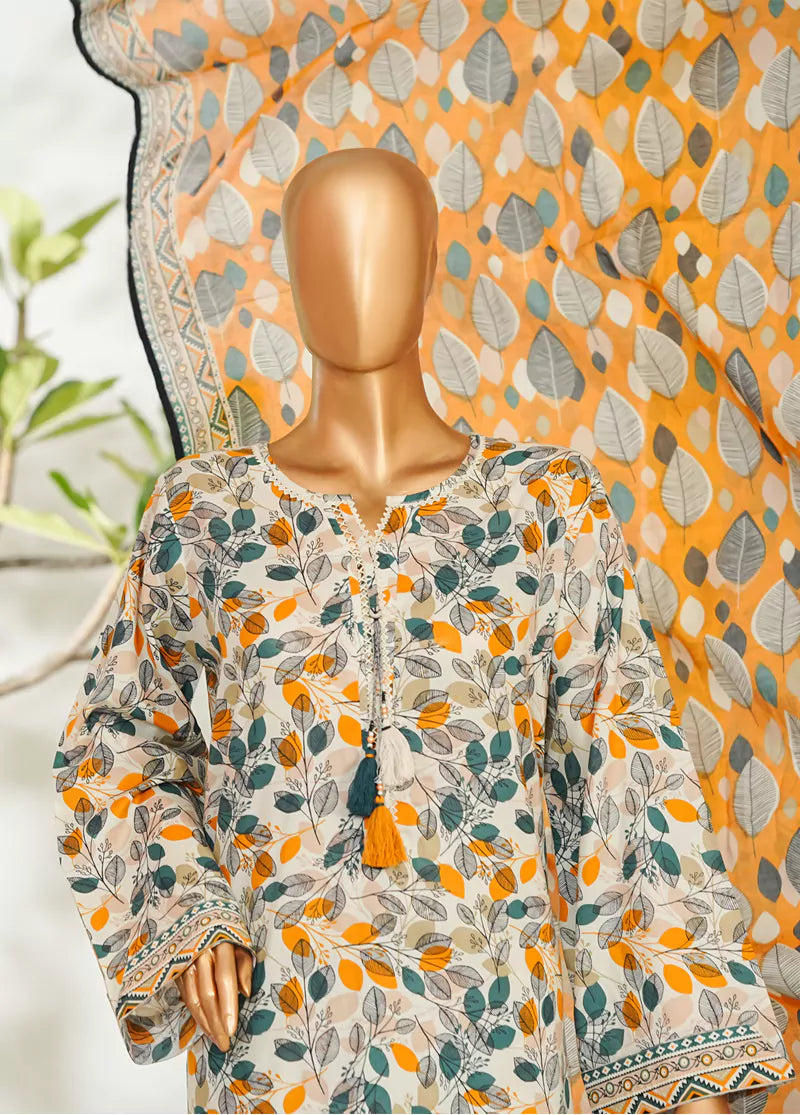 3 Piece Printed MultiColor Lawn Shirt with Trouser & Dupatta