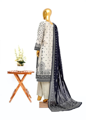 3 Piece Printed Stitched Off White Color Lawn Shirt with Trouser & Dupatta