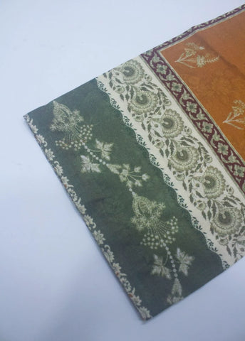 3 Piece Printed Stitched Honey Orange Color Lawn Shirt with Trouser & Dupatta